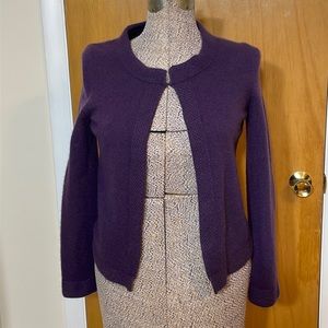 Elena Solano Womens Medium 100% Cashmere Purple Cardigan Clasp Closure